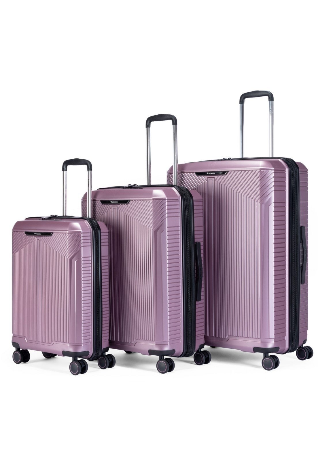 Imagem principal Kit Com 3 Malas De Viagem ABS Rígido Primicia Rodinhas 360° Reforçada com Cadeado TSA Espaçosa Primicia rosa