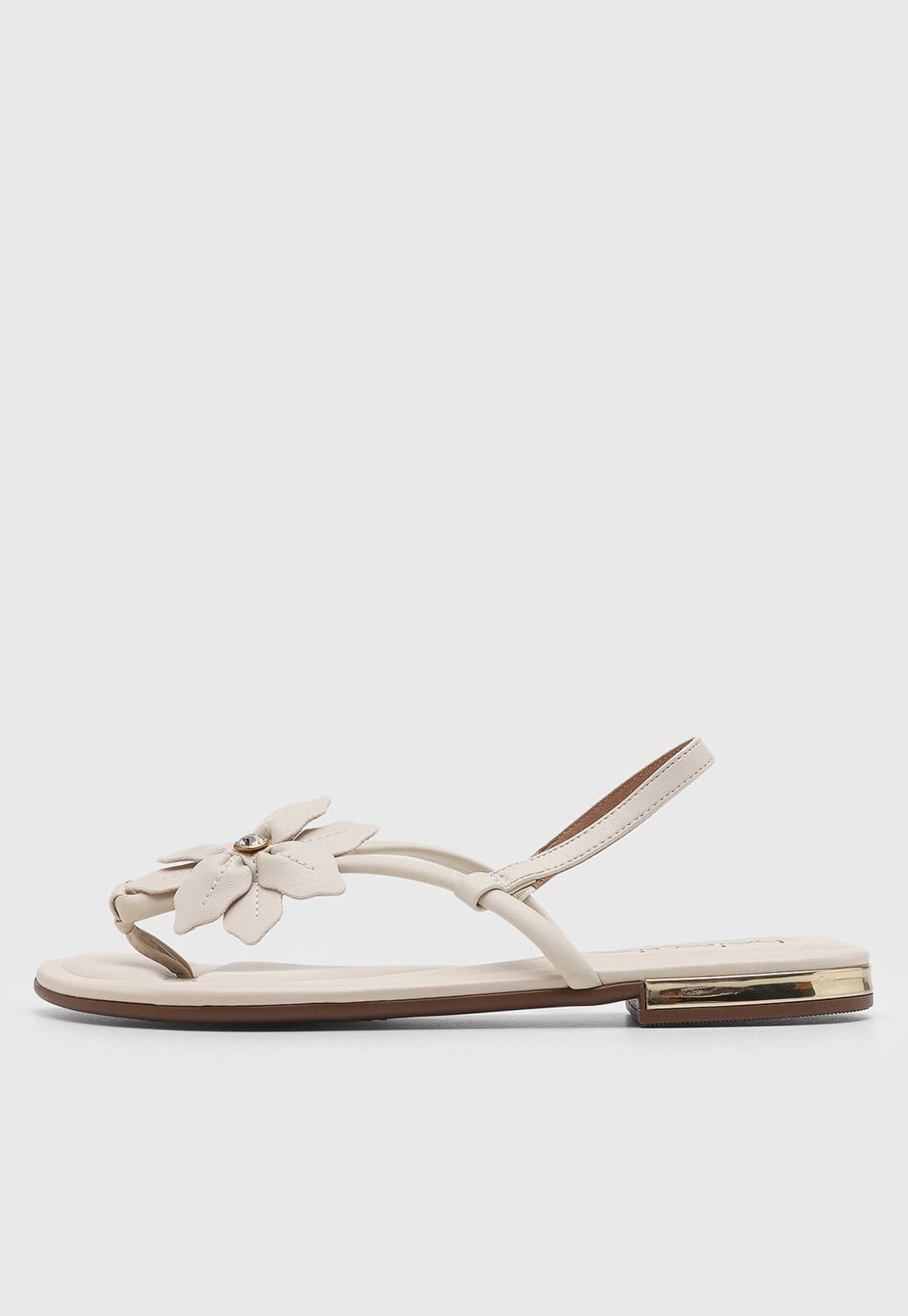Rasteira Feminina Beira Rio Flor Off-White