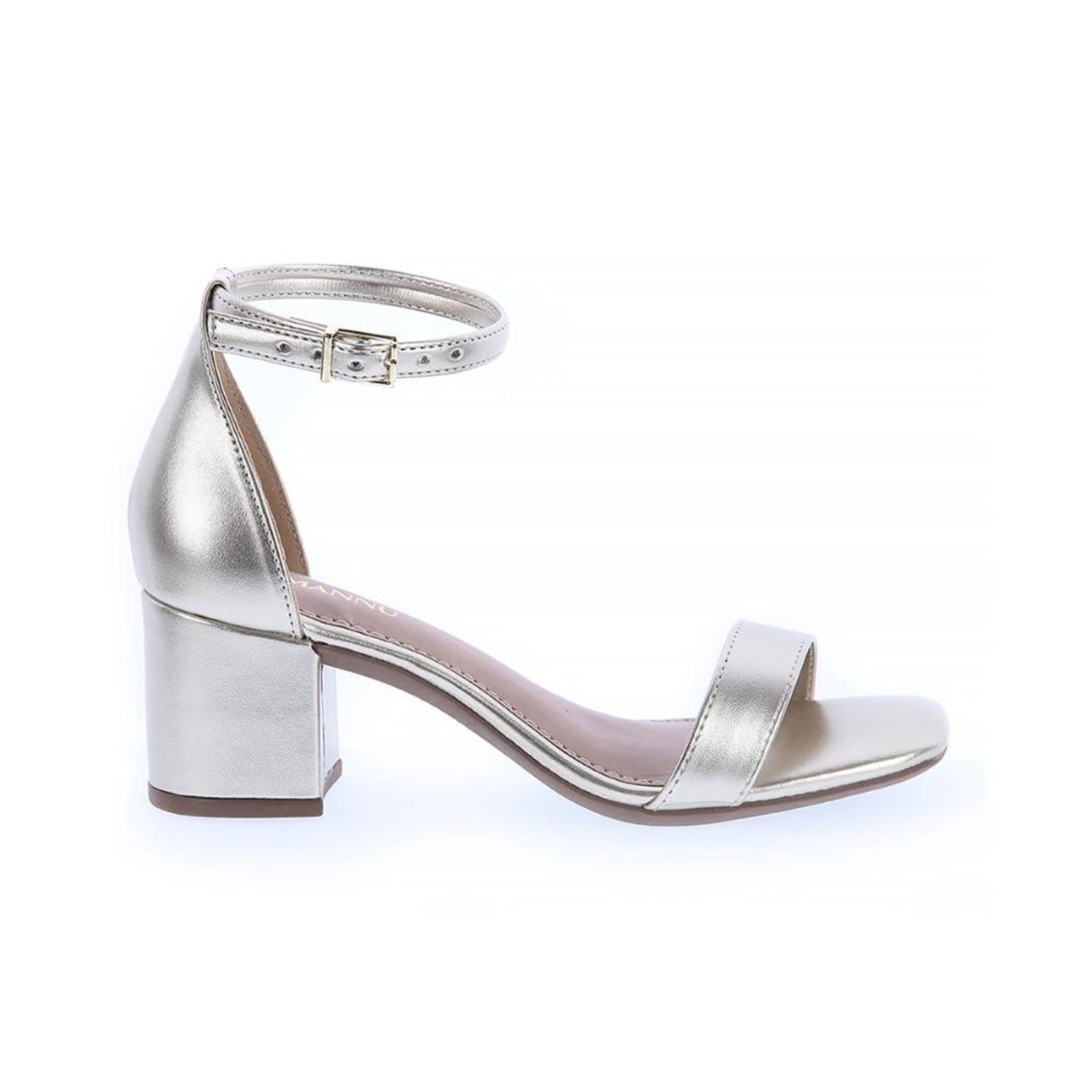 Gisele - Sandália Feminina Dourada com Salto Bloco Médio