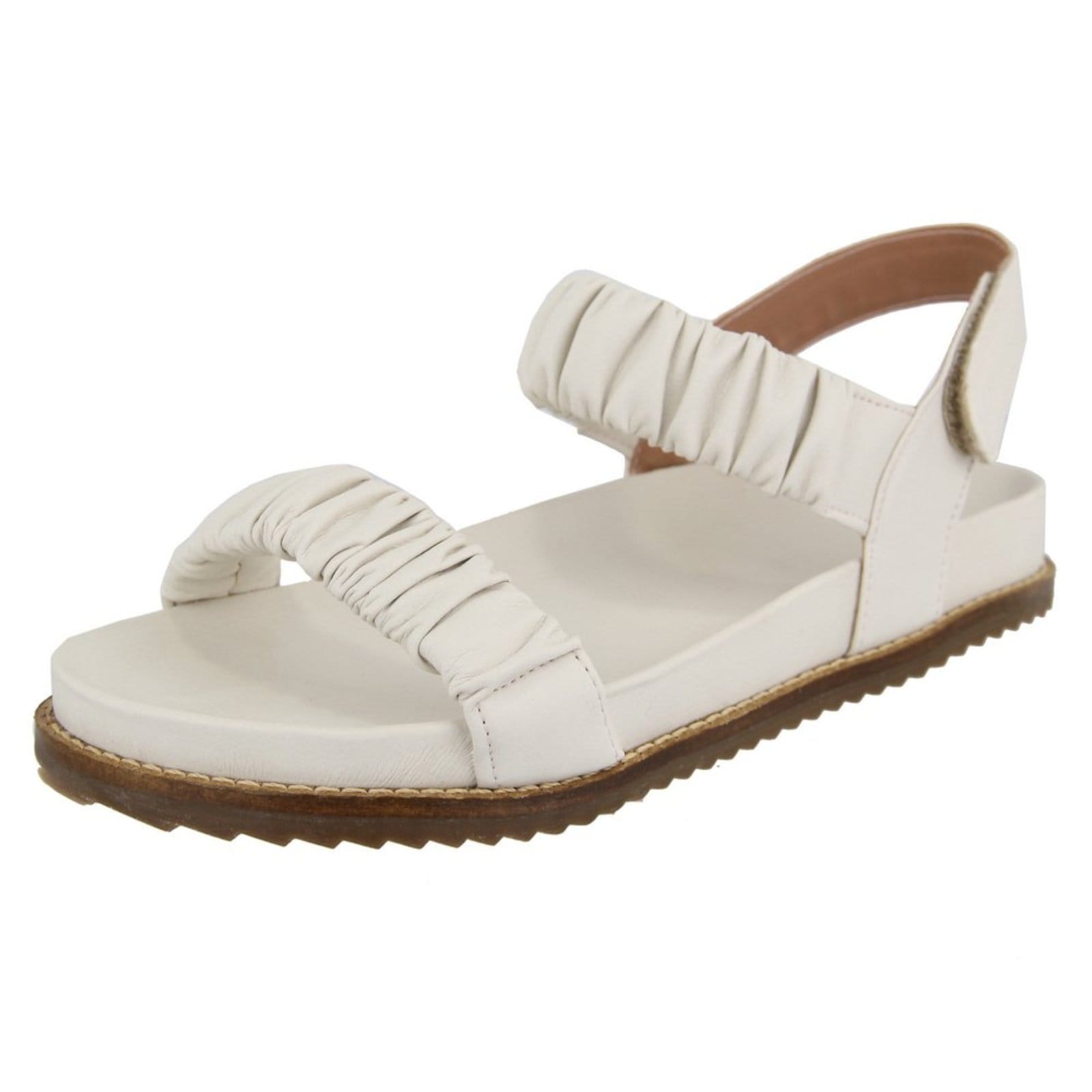 Sandália Papete Feminina Paula B Com Tiras Enrugadas Palmilha Confort Off White