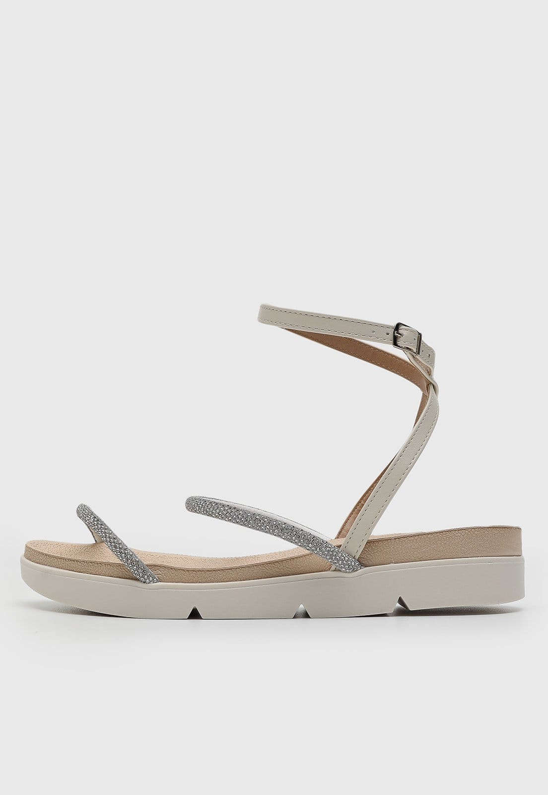 Sandália Baixa Feminina Beira Rio Tiras Finas Off-White