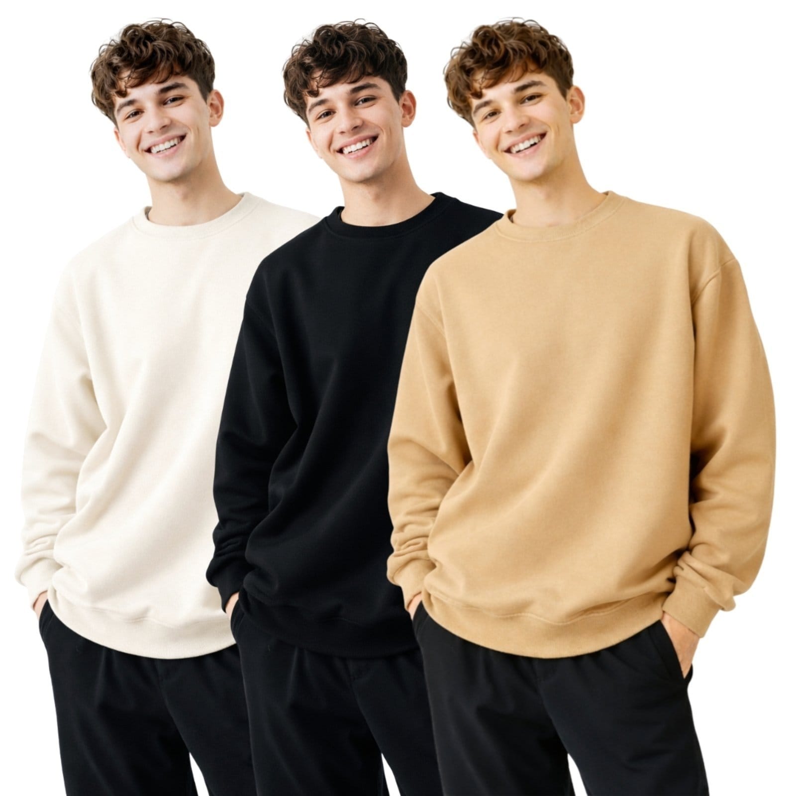 Kit 3 Blusas de Frio Moletom Sem Capuz Confortavel Macio Liso