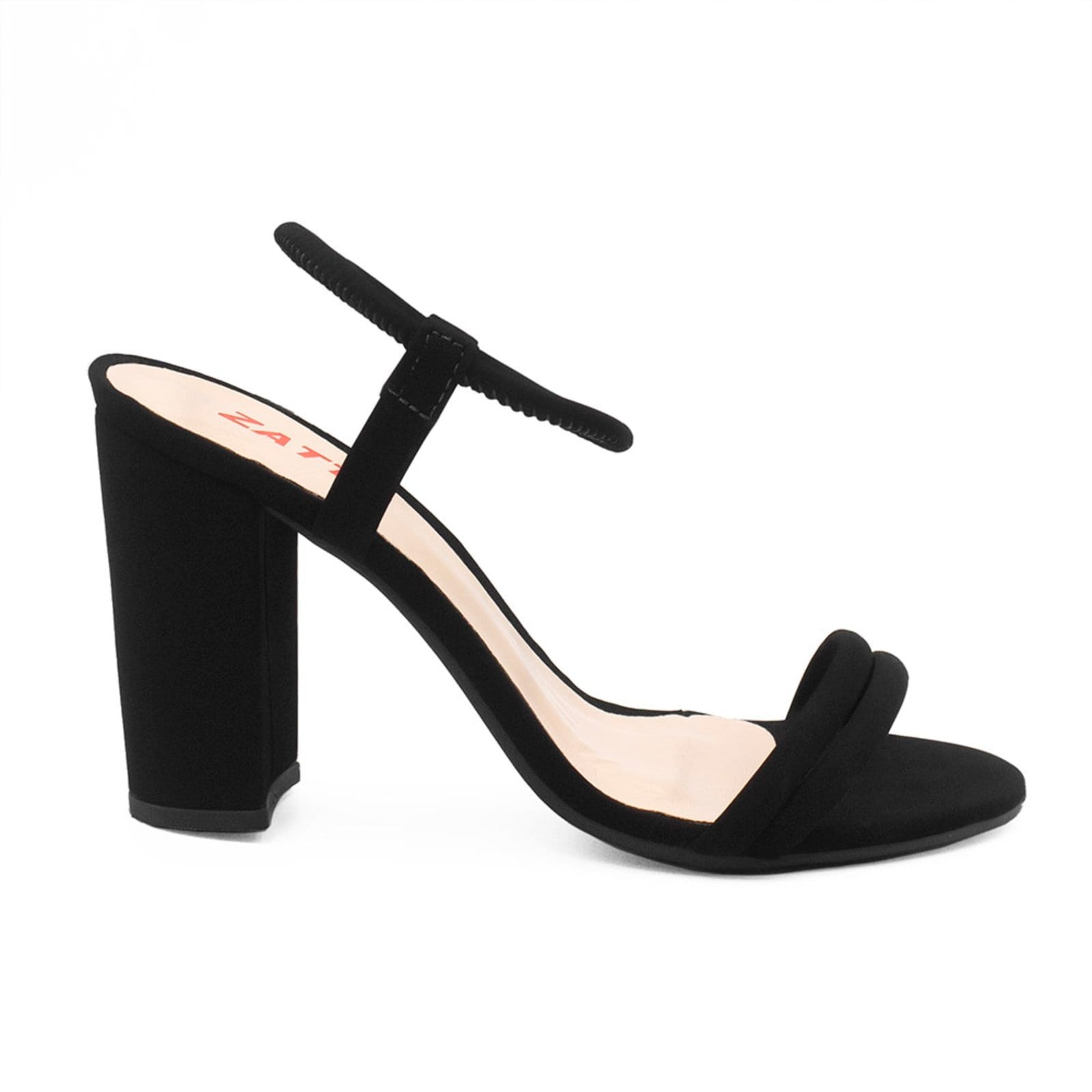 Sandália Zatta Salto Alto Bloco Tubinho Nobuck