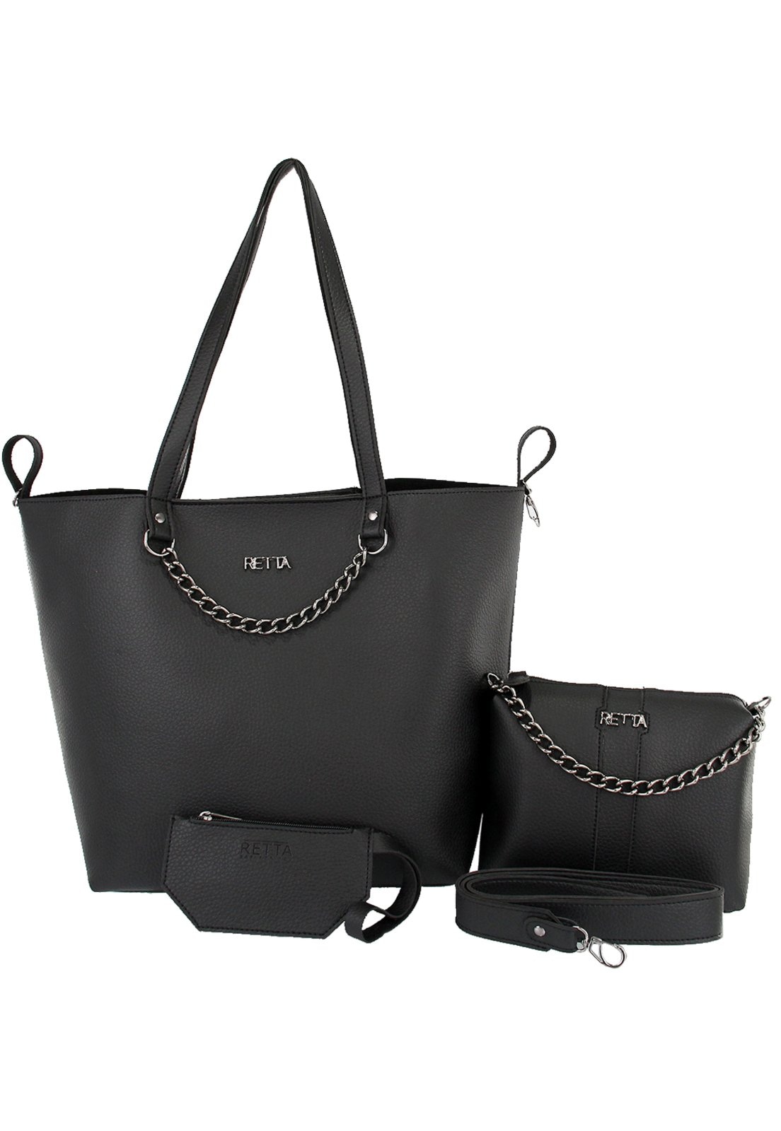 Imagem principal Kit Bolsa Feminina Saco e Transversal Kiara Retta Shoes preto