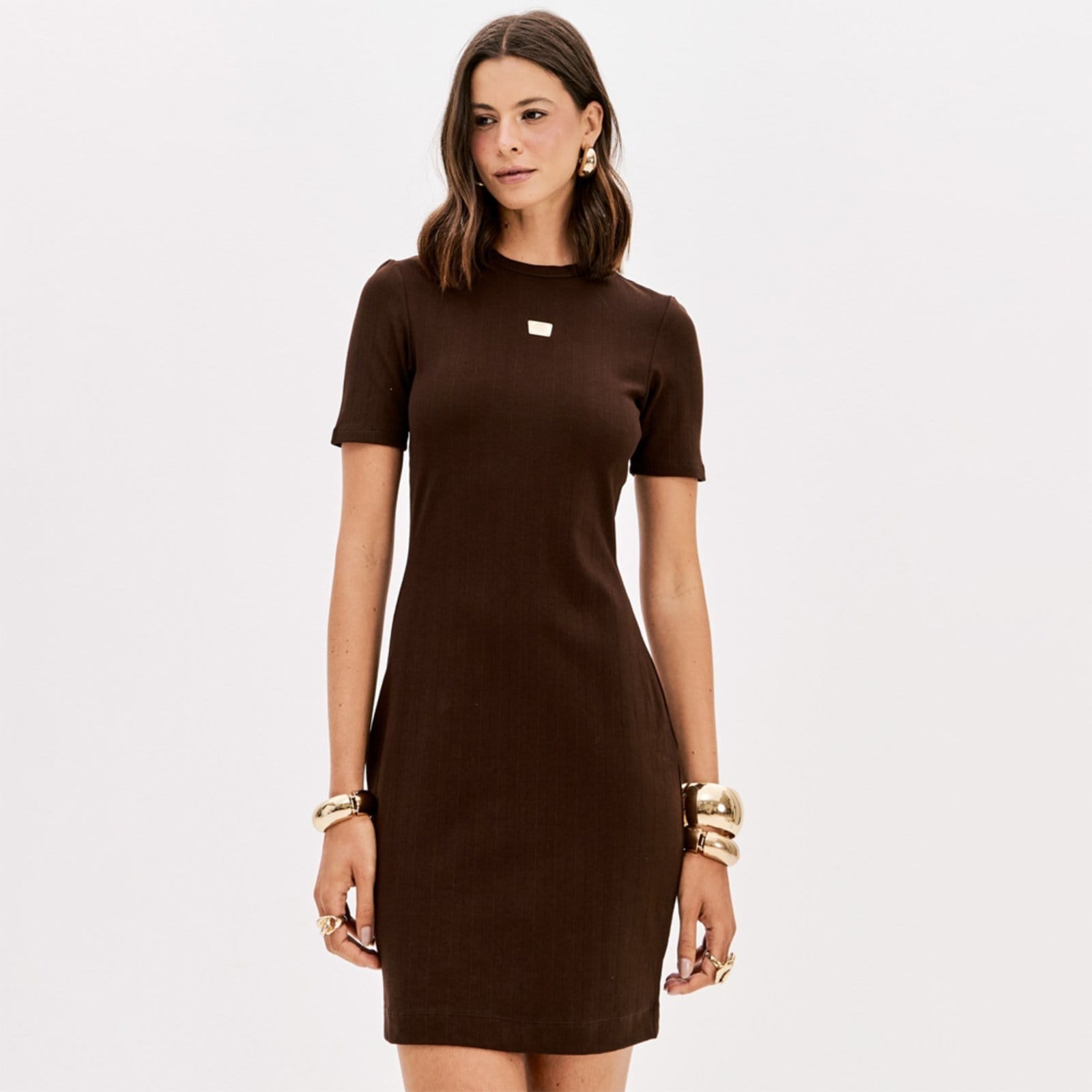 Vestido Curto Lança Perfume Manga Curta Pr26 Feminino