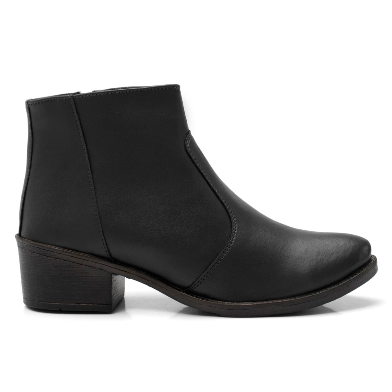 Imagem principal Coturno Feminino Bota Lisa Tratorada Salto Baixo Cano Curto Preta Lavini Shoes preto