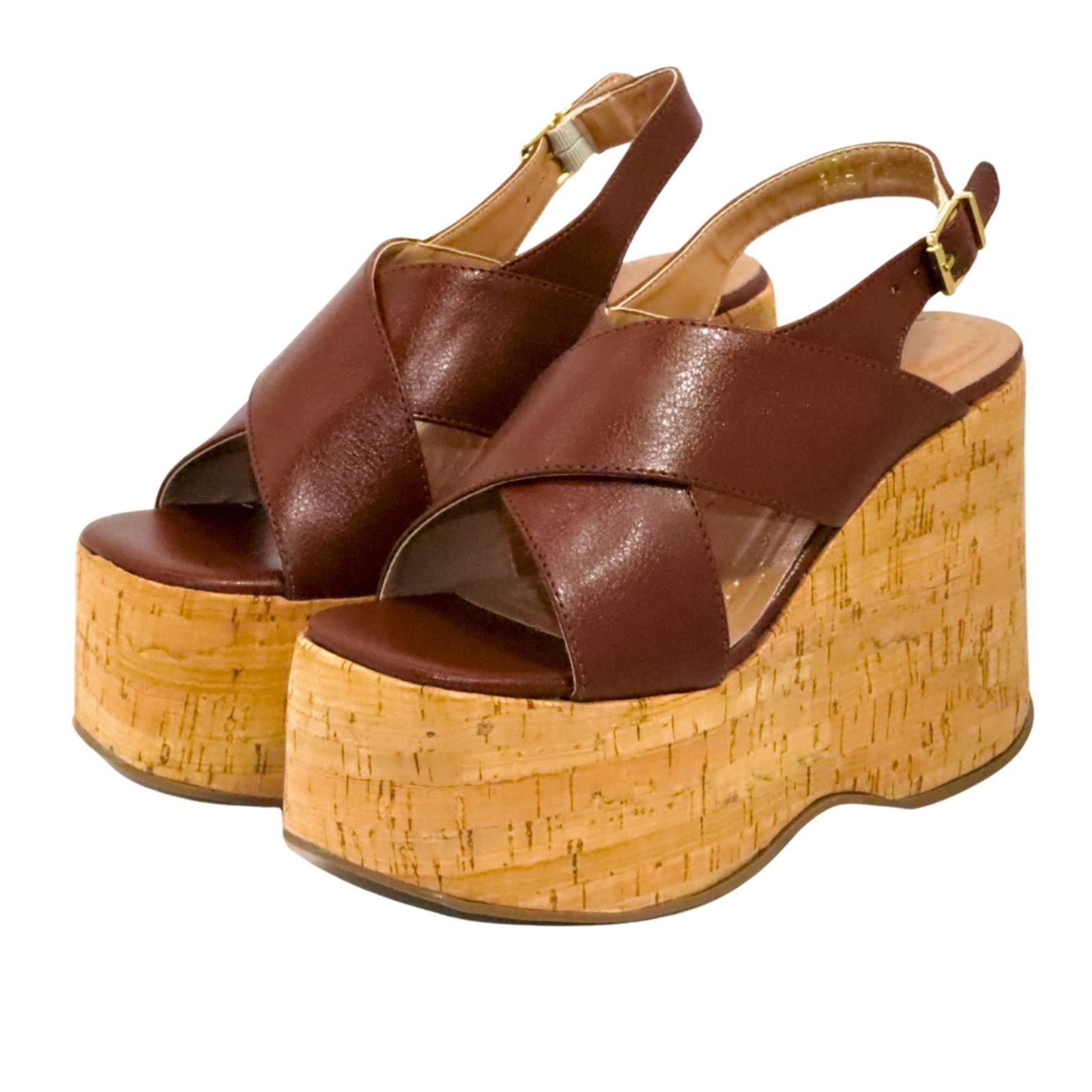 Imagem principal Sandália Feminino Anabela Flor Da Pele Cortiça Plataforma 182175 Floter Cacau Flor da Pele marrom