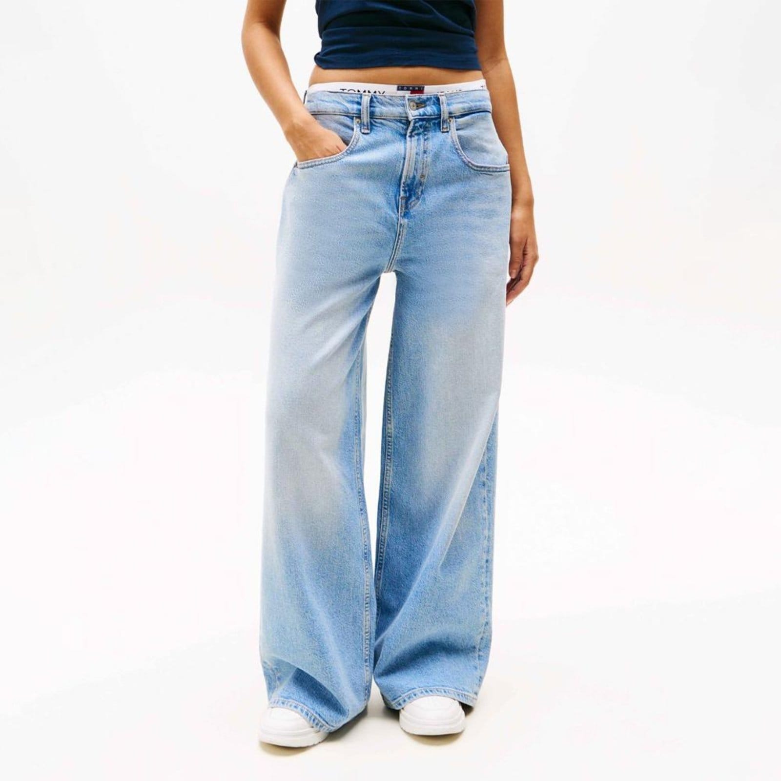 Calça Jeans Larga de Cintura Média - 34