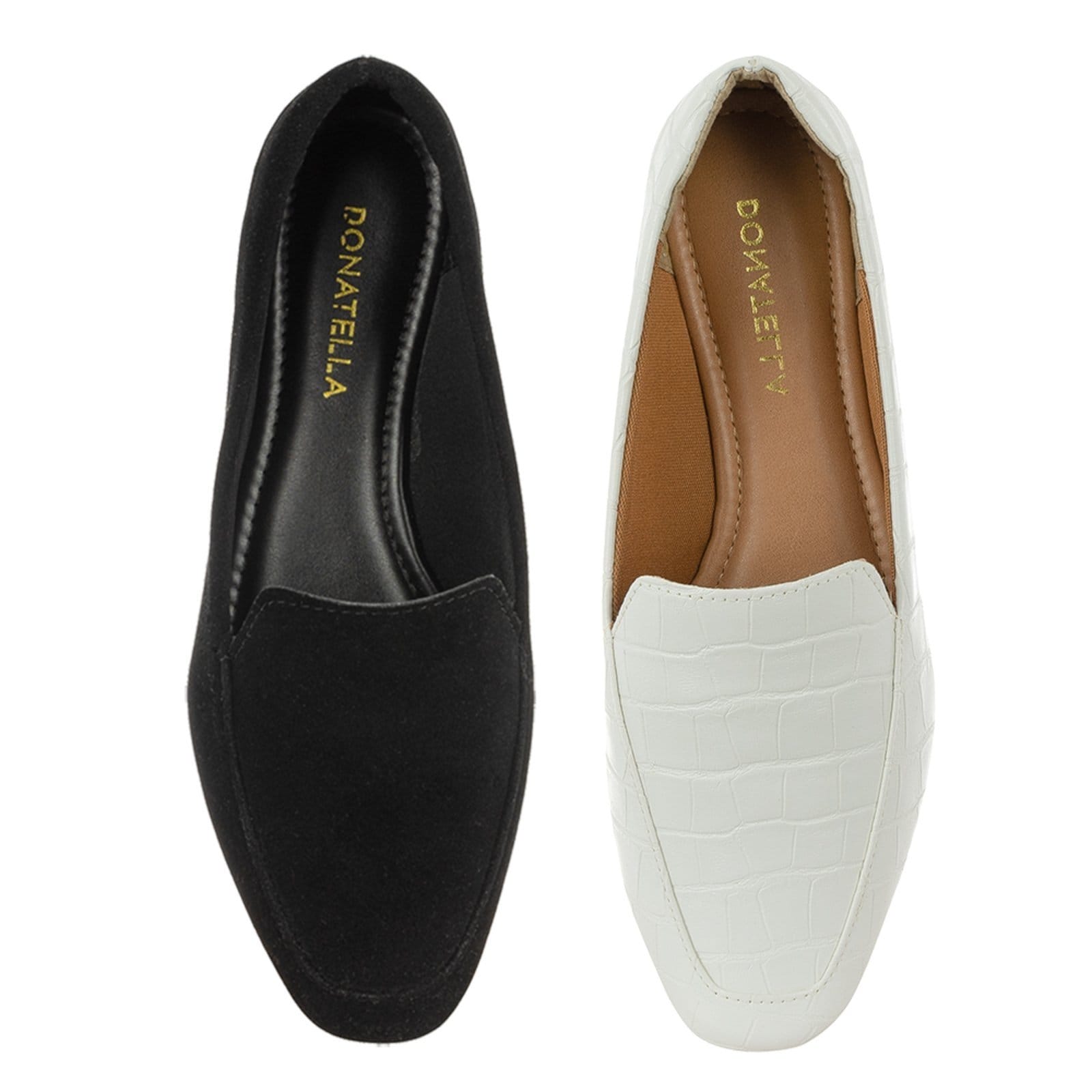 Kit 2 Pares Mocassim Feminino CM Calçados Camurça e Croco