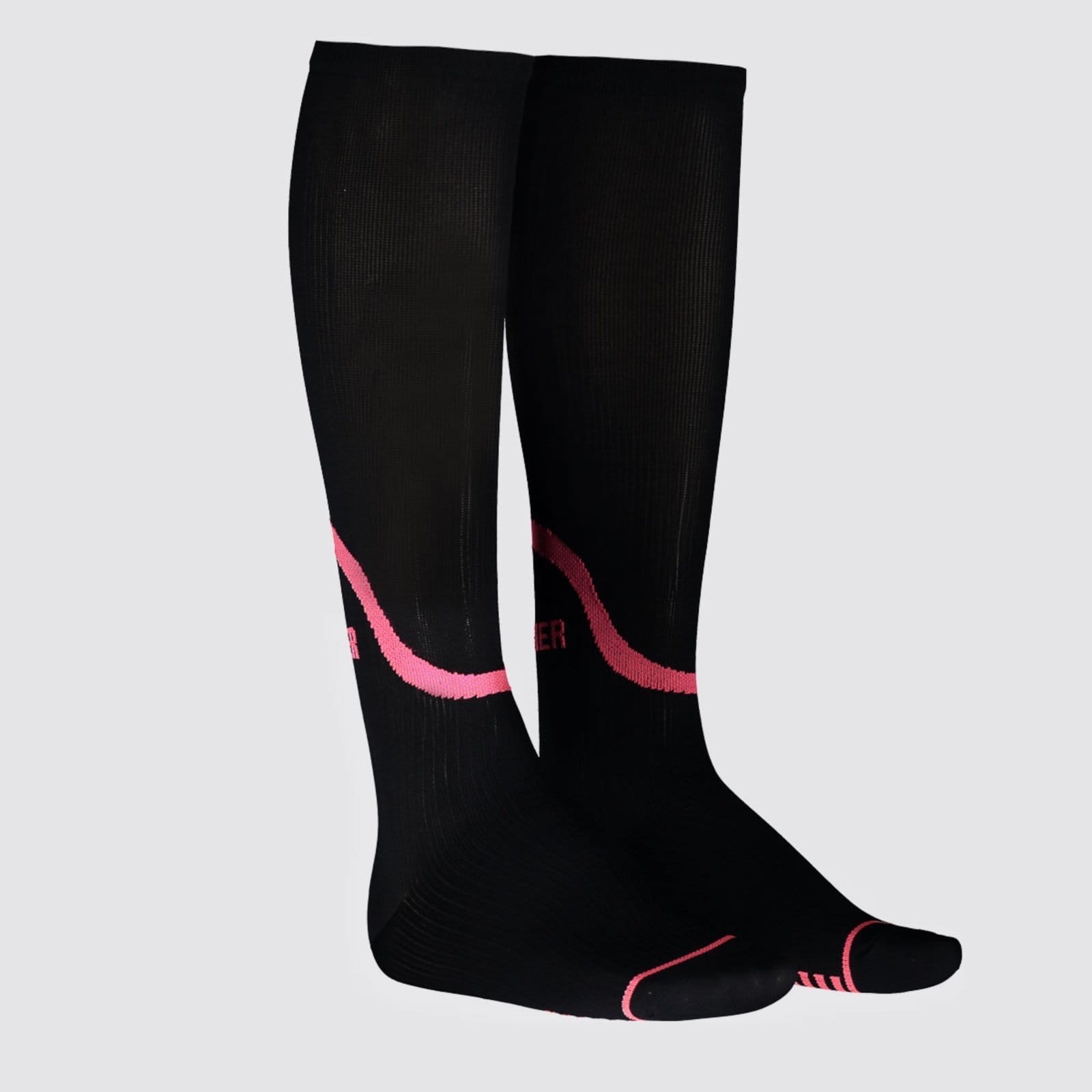 Meia Selene 3/4 Compressão Feminina Preta e Rosa