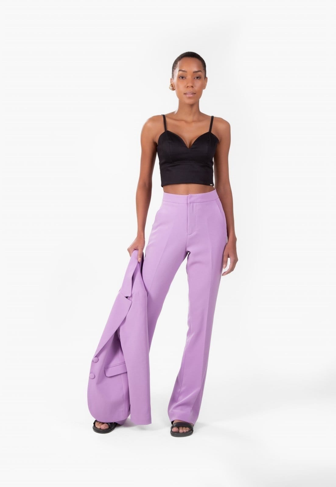 Calça Traymon Alfaiataria Flare Lilas