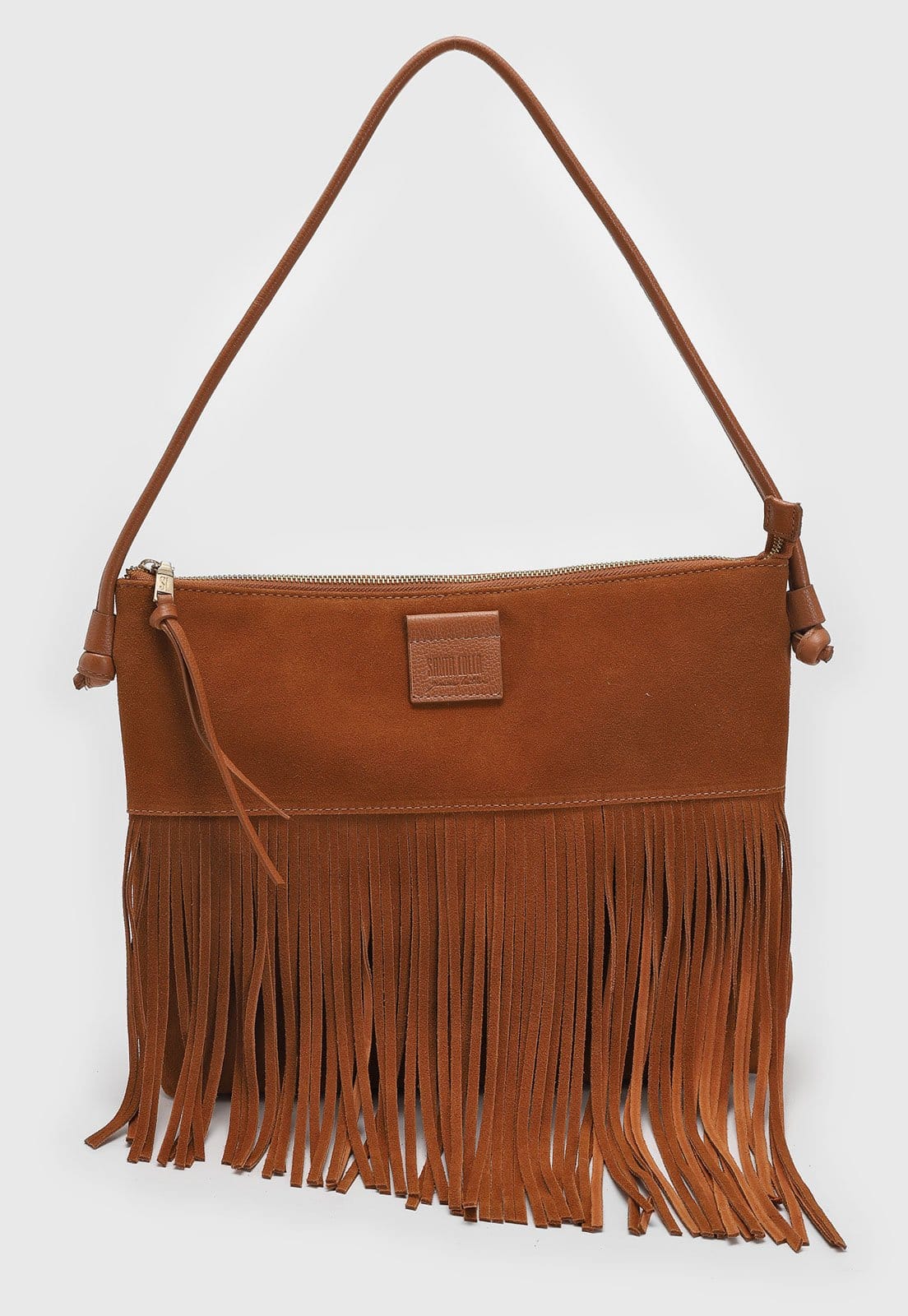 Bolsa Média Feminina Santa Lolla Franjas Caramelo