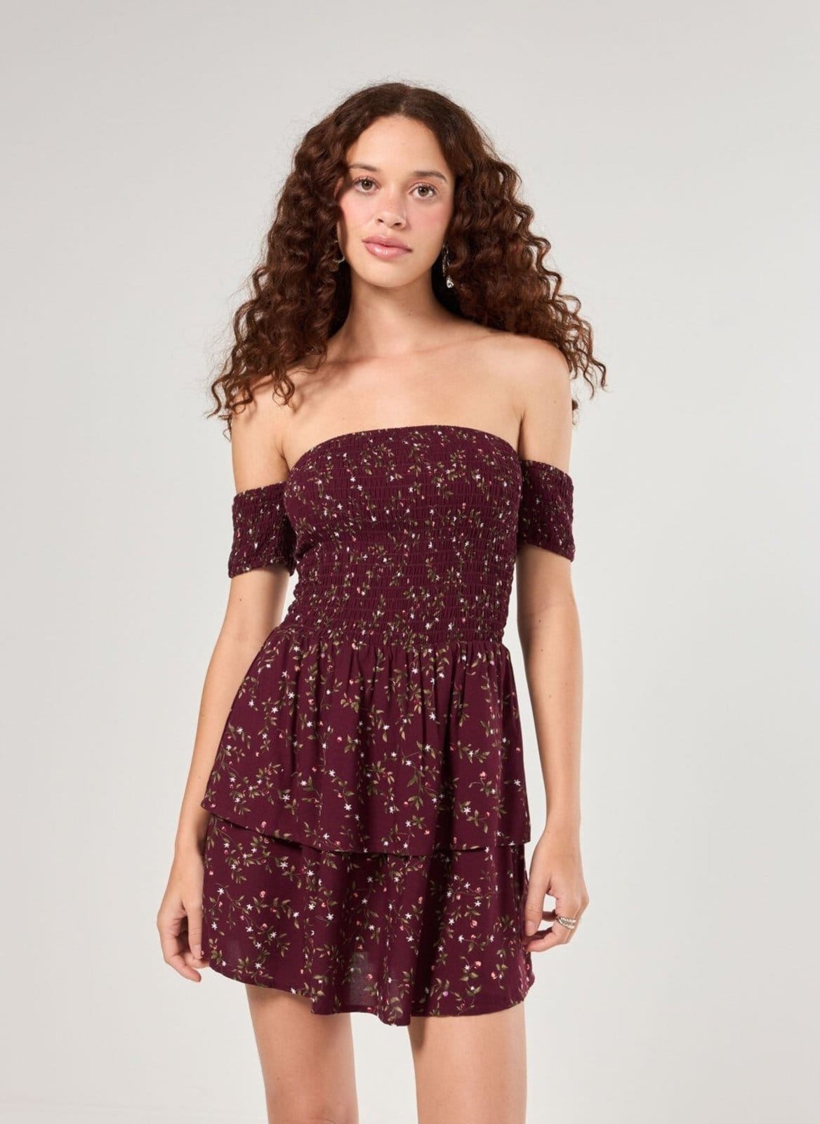 Vestido Ombro A Ombro Bordô