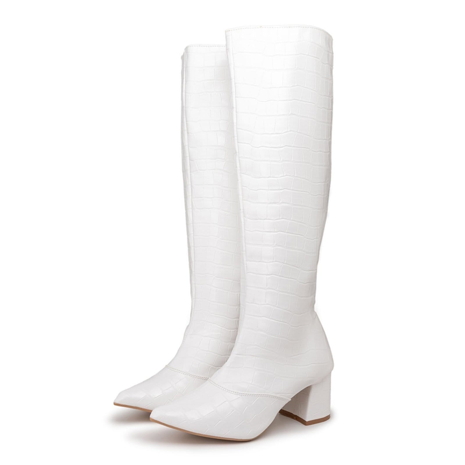 Bota Feminina Salto Bloco Bico Fino 190212 Craquelê