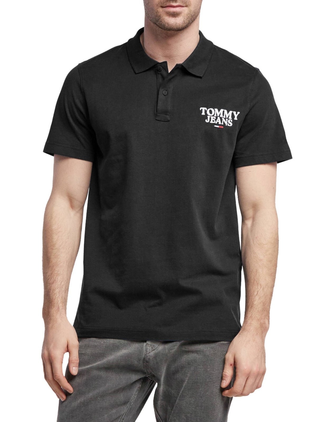 Imagem principal Polo Tommy Jeans Masculina Malha Regular Washed Jersey Preta Tommy Hilfiger preto