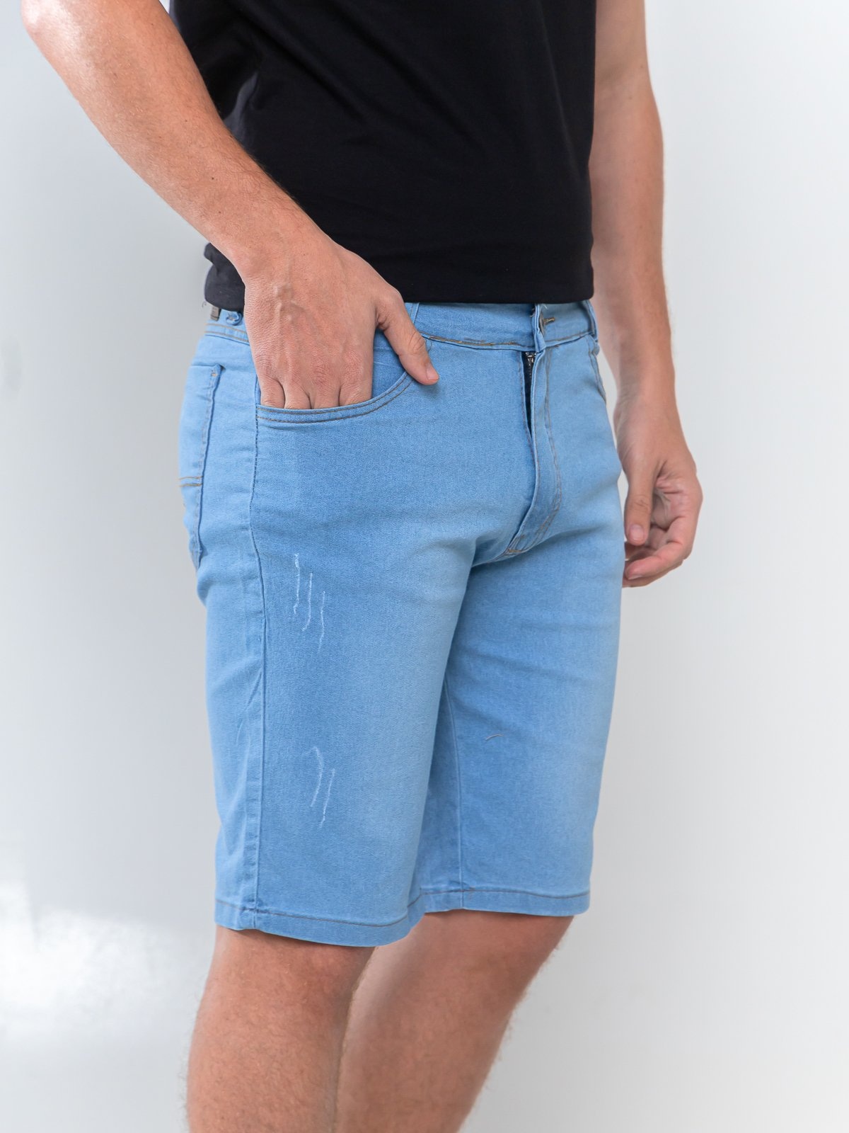 Imagem principal Bermuda Jeans Masculina Puidos Alpha Street Wear Confortavel e Casual Claro Alpha Street Wear azul/jeans azul