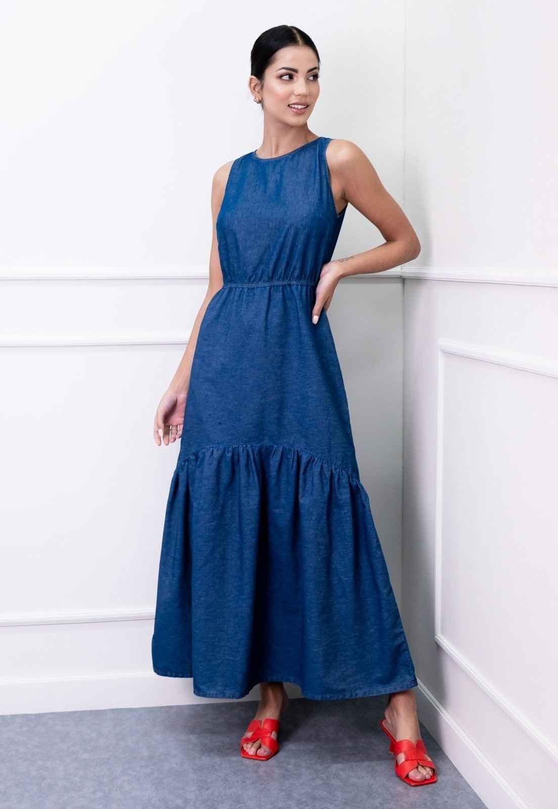 Imagem principal Vestido Longo Sisal Jeans Regata com Babado Sisal Jeans azul