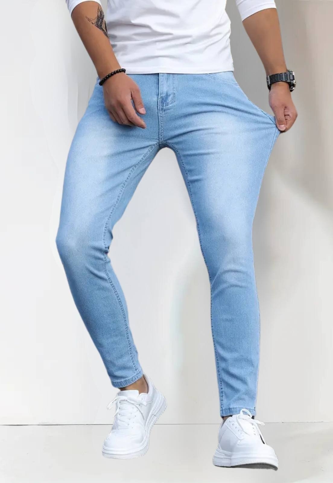 Imagem principal Calça Clara Masculina SK Com Elastano Confortável Lavagem Delavê TEX JEANS azul/jeans