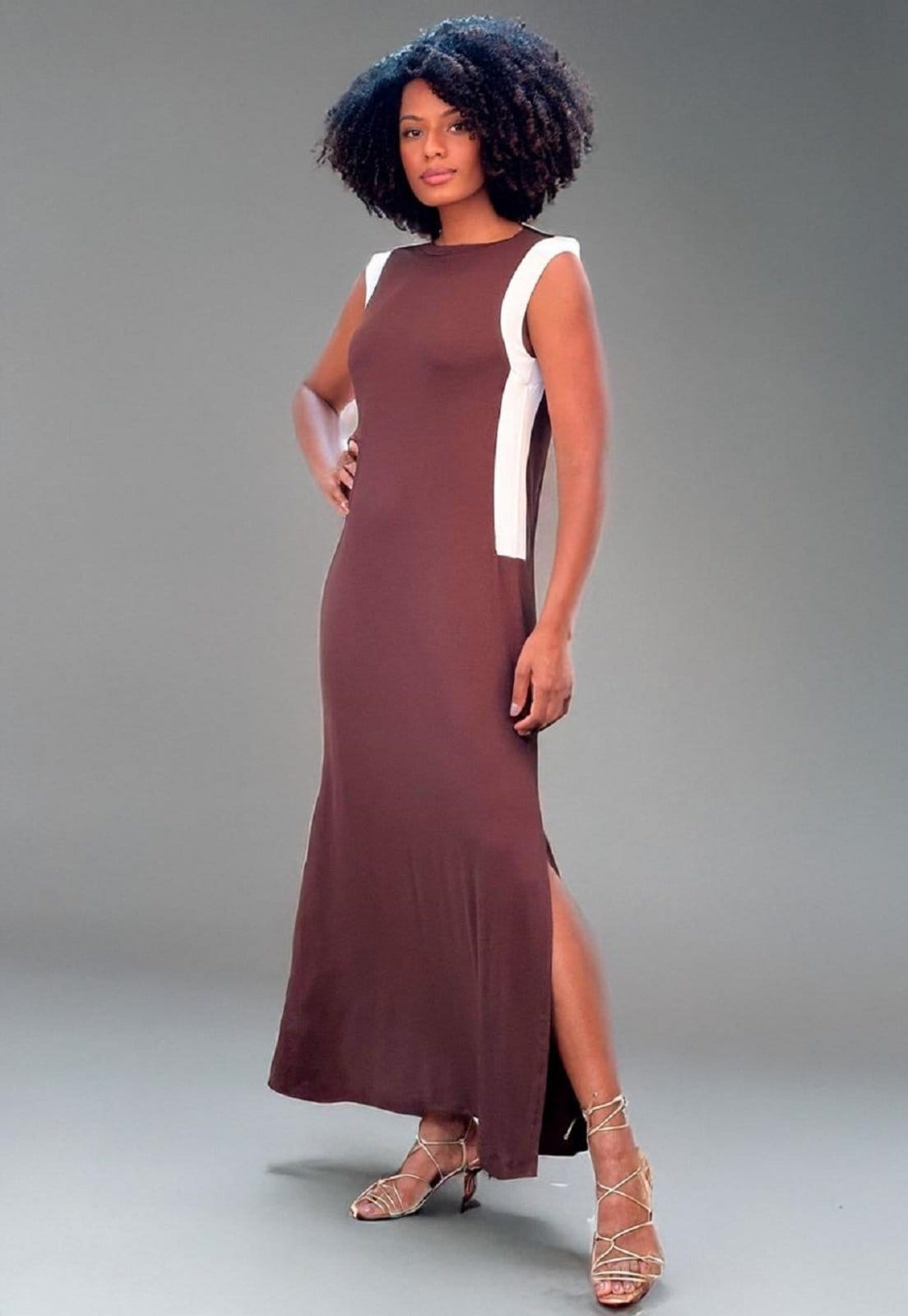 Vestido Amazonia Vital Longo Malha com Detalhes e