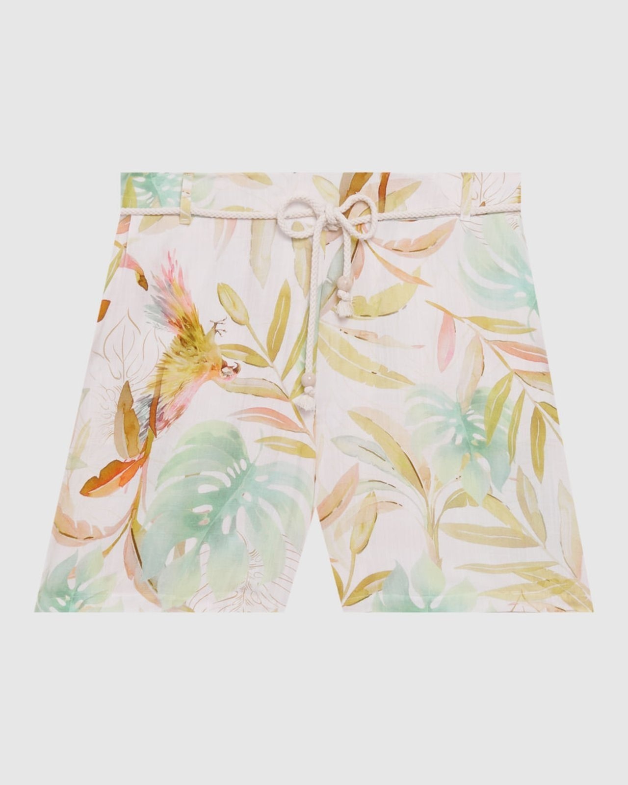 Imagem principal Shorts Feminino Plus Size Estampado Com Cinto De Cordão Em Viscolinho MALWEE PLUS off-white