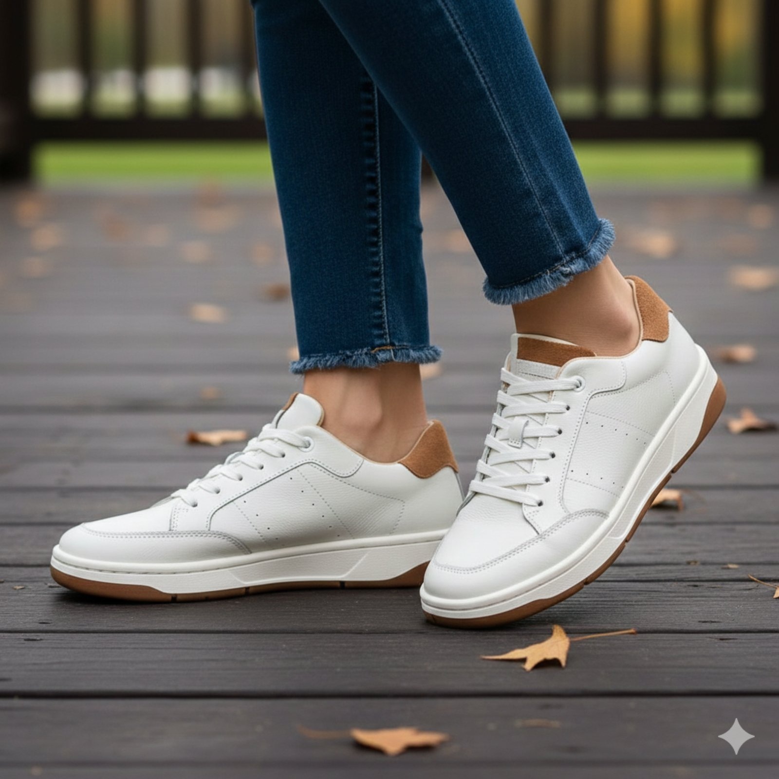 Imagem principal Tênis Feminino Bella Nina Em Couro Legitimo Flatform Casual Conforto Diário Macio Leveza Passeio Trabalho Faculdade Treino Academia Caminhada Gelo Caramelo Bella Nina branco