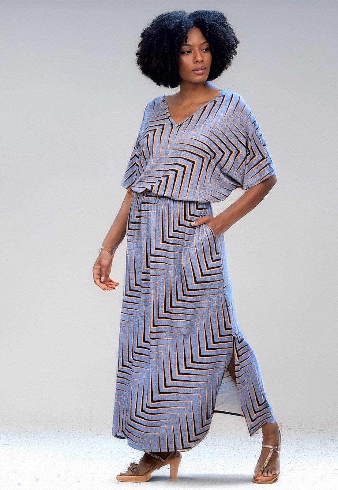 Imagem principal Vestido Longo Plano Estampa Murici Cabanafree cinza