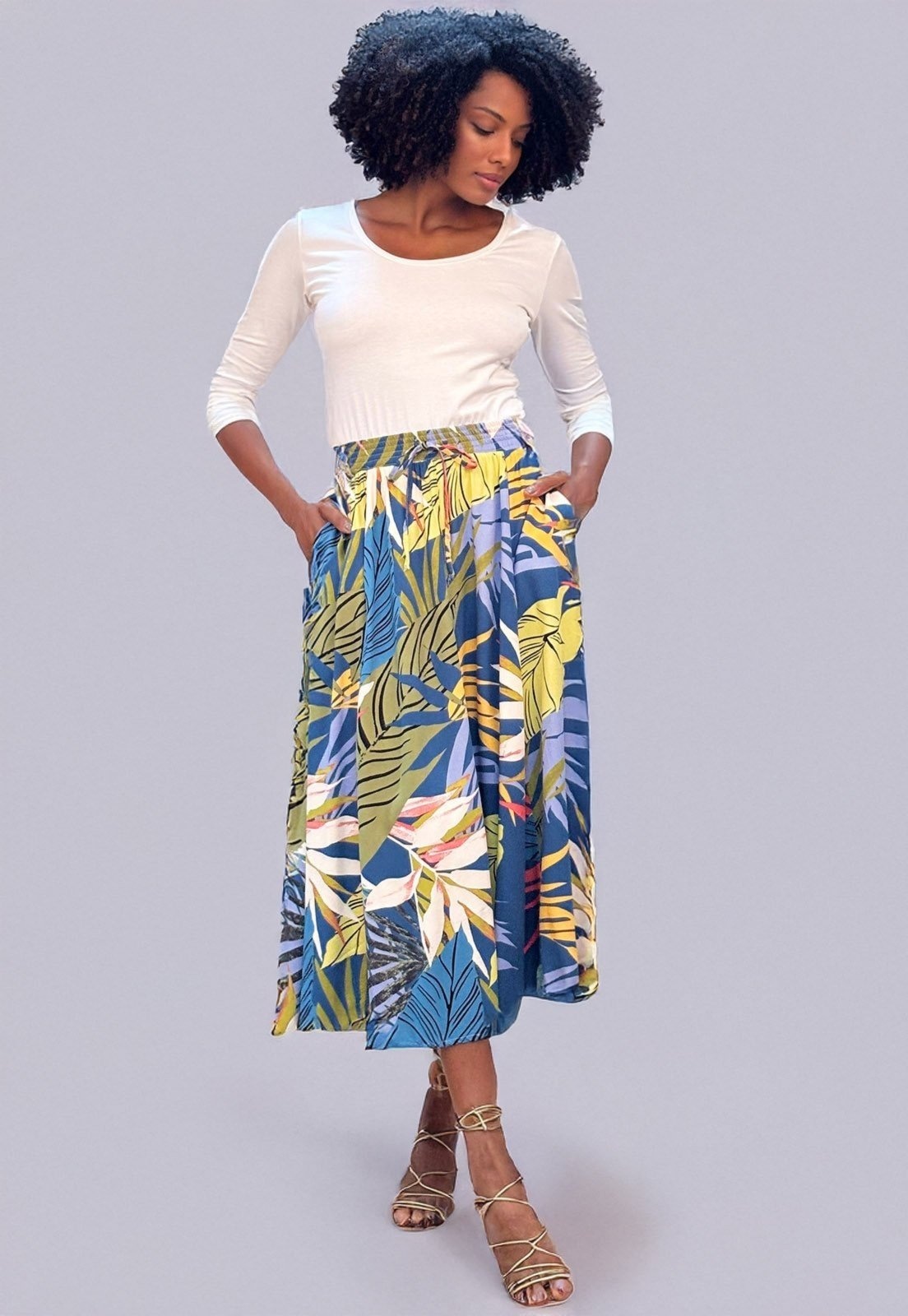 Imagem principal Saia Amazonia Vital Longa Viscose Estampa Brisa Botânica Amazonia Vital azul/estampado