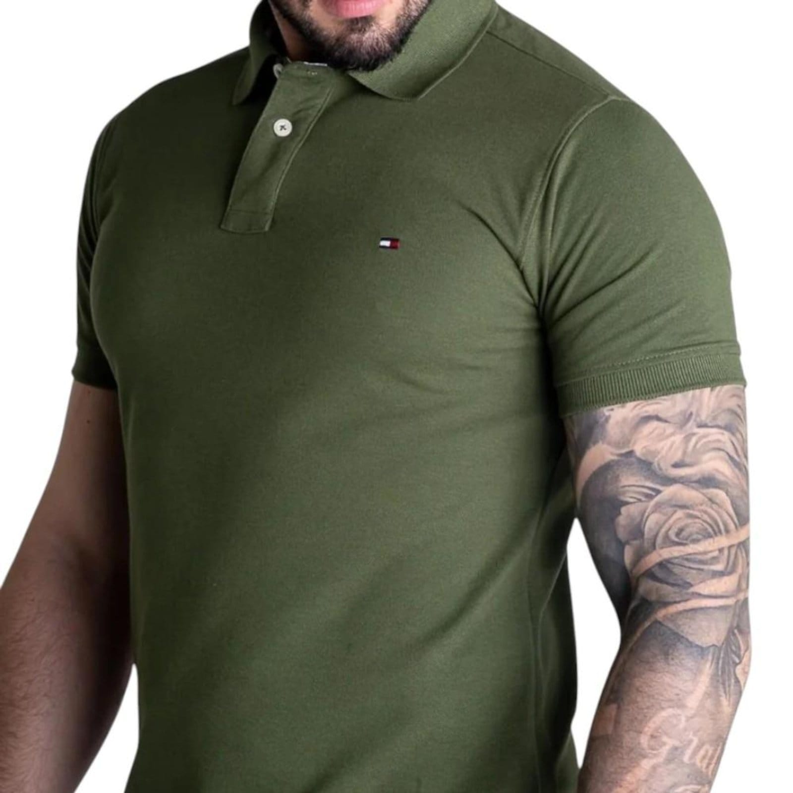 Camiseta Gola Polo Tommy Hilfiger Im 1985 Slim Militar