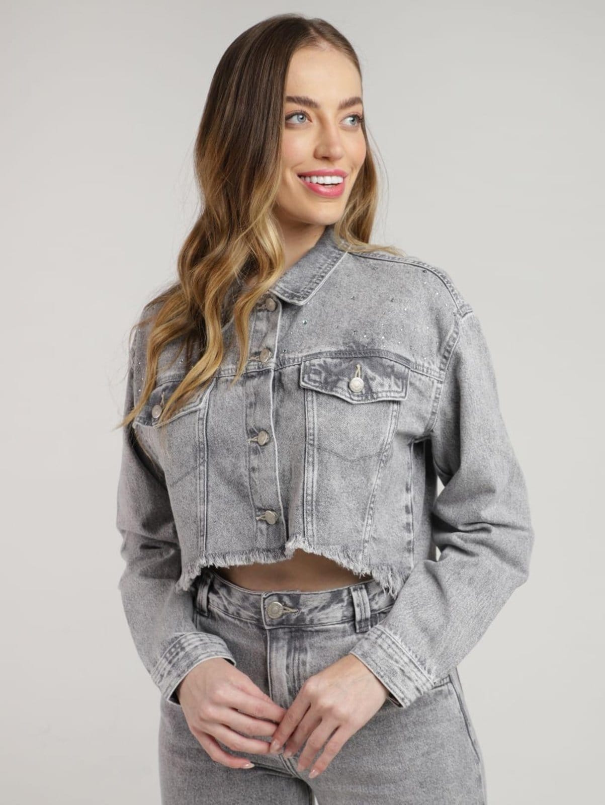 Jaqueta jeans Cropped Autentique Feminina
