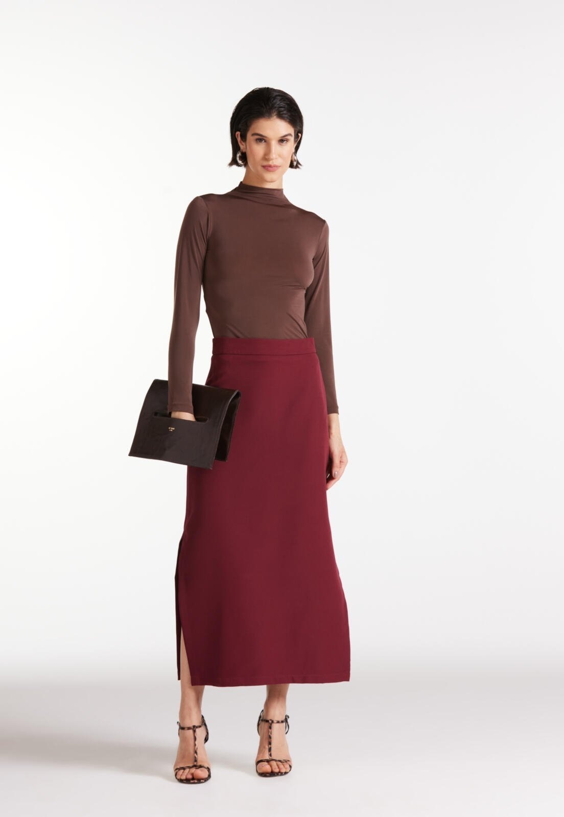 Imagem principal Saia Midi Alfaiataria Com Fendas Traymon Sauvignon Traymon vermelho