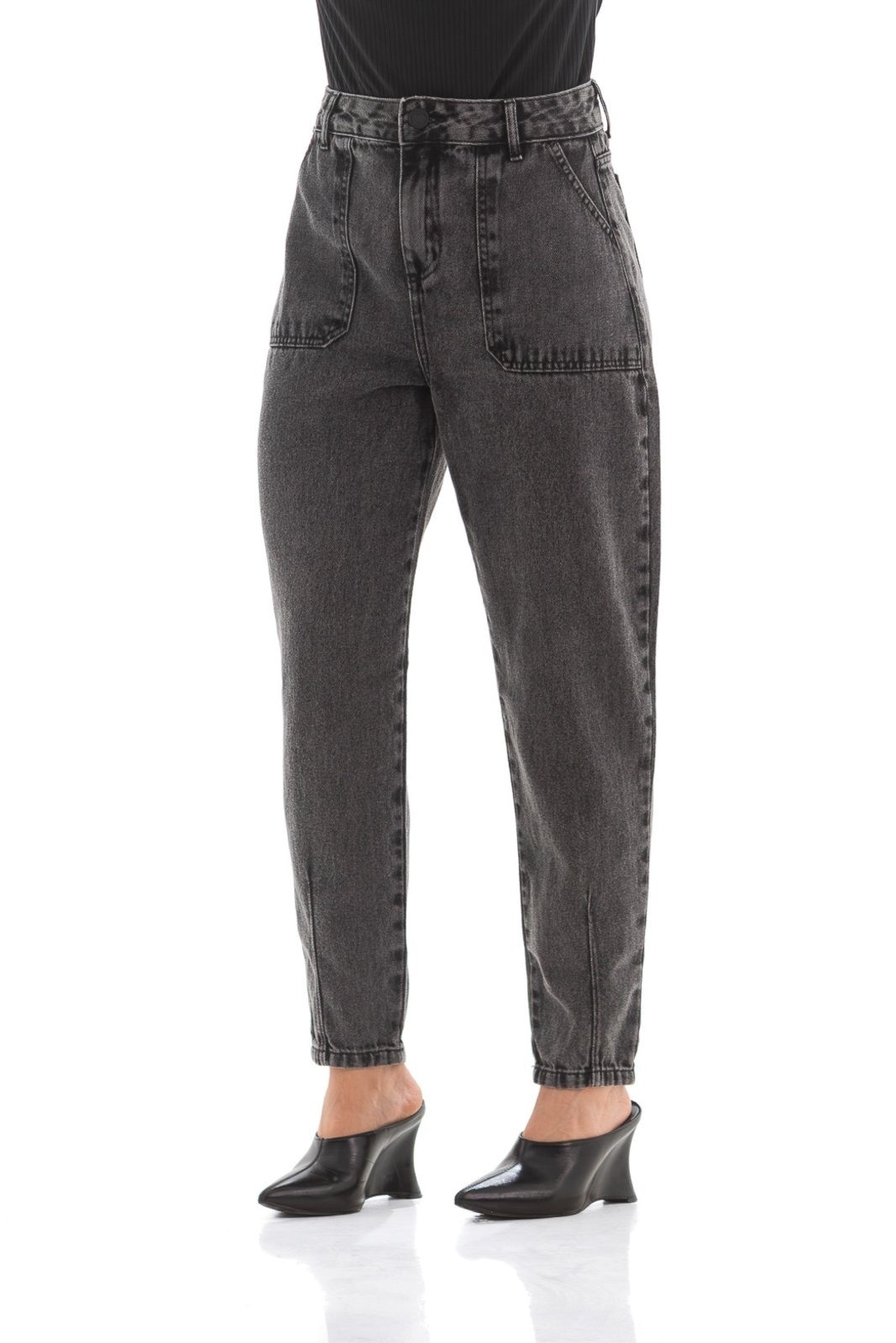 Imagem principal Calça Jeans Feminina Arauto Balloon Black Marmorizado ARAUTO JEANS preto black