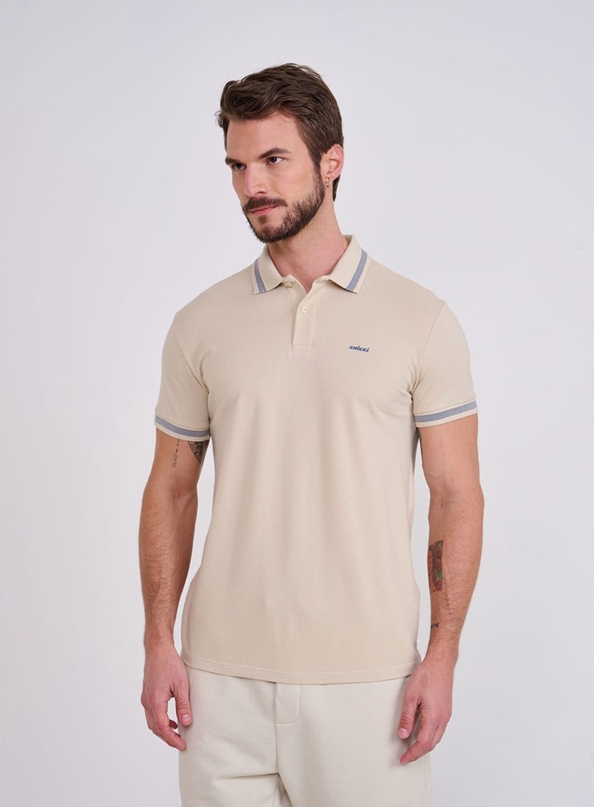 Imagem principal Polo Gola Jacquard Brasil Colcci Taupe Colcci bege