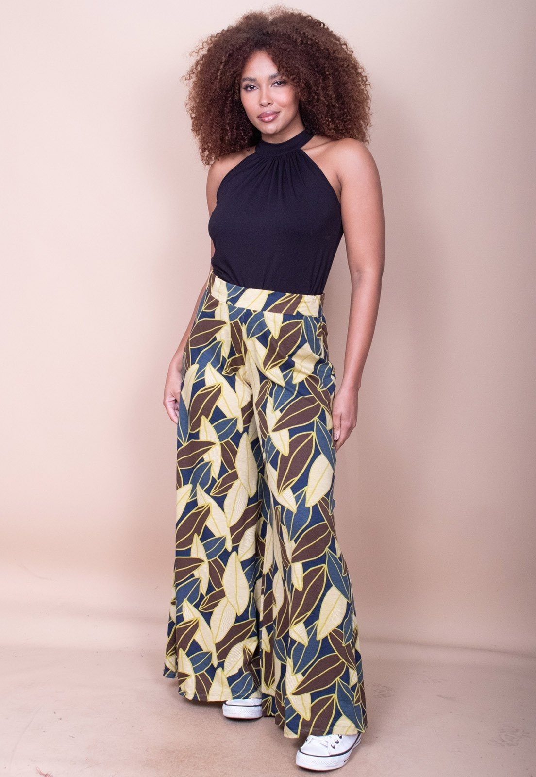 Imagem principal Calça Cabanafree Pantalona Granja Malha Estampa Folhas de Outono Cabanafree estampado/multicolorido/verde