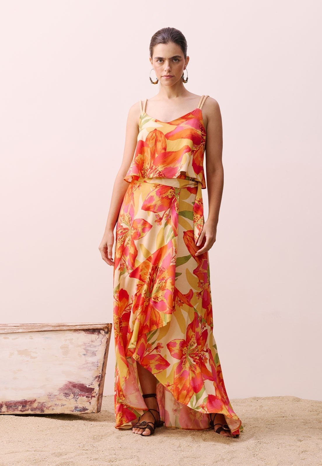 Imagem principal Saia Longa Transpasse Estampada Carimbó CaCay amarelo